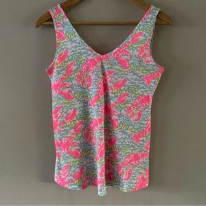 Lilly Pulitzer Gigi V-Neck Lightweight Cotton Tank Pop-Up Lobstah Roll Sz. XXS